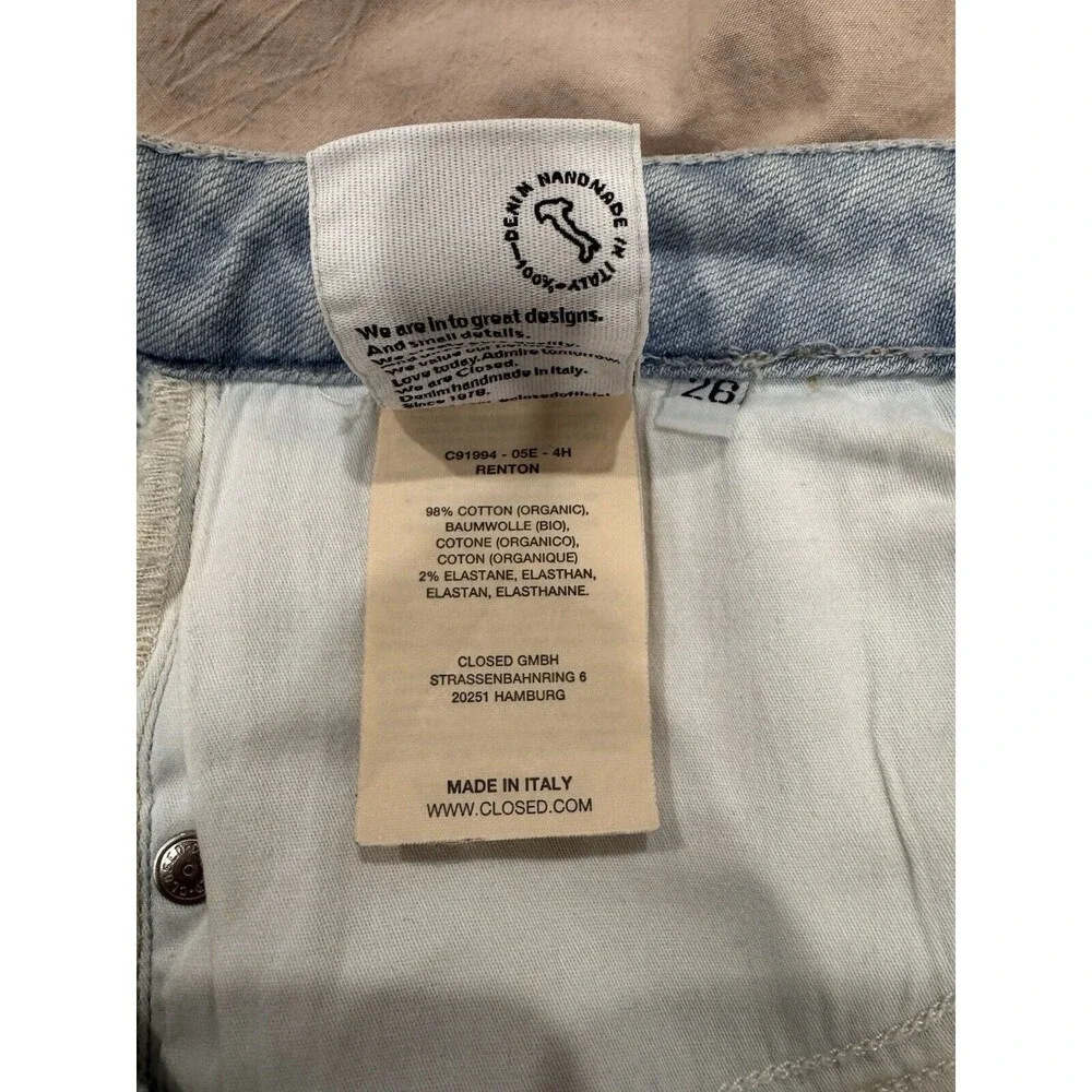 Closed Renton Womens Jeans Italy Light Blue Distressed Size 28 High Rise Cotton - Picture 5 of 10